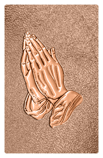 DF35T 516 CP SH BZ Copper Praying Hands Shimmer Bronze Background